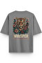 Women's / Men's Semi Oversize T-Shirt Whisper Tiger Back Print Gray T-Shirt 1376