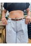 Blue Color Lycra Gabardine Midi Length Shorts with Belt at the Waist - 2