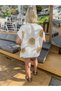 Cream Color Mandala Hand-Printed Patterned Muslin Short Kimono - 3