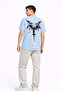 Oversize Men's T-Shirt with Back Print Streetwear Black Graphic Back Print Unisex T-Shirt Blue - 2