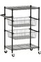 4-Tier Rolling Utility Cart, 110 Lbs Capacity Metal Storage Cart with Lockable Wheels & Handle