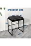 Mid-Century Modern Bar Stools, 26-Inch Ink Black Waxed Leather Barstool with Backrest & Decor - 3