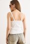 Women's White Strappy Buttoned Buckle Cotton Blouse Blz-19003288 - 6