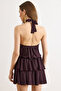 Women's Plum Neck Tie Top Lined Mini Dress Elb-19002625 - 6