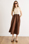 Women's Beige Brown Pocket Belted Midi Dress Elb-19002624 - 3