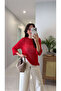 Cholwe Red Crew Neck Knitted Sweater - 2