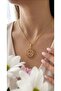 Allah C.C Written Gold Color Plated Sun Icon Stone Necklace