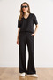 Women's Black V-Neck Stoned Bottom-Top Viscose Set Tkm-19000484 - 2