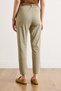 Women's Khaki Belted Pocketed Cotton Carrot Pants with Elastic Waist at the Back Pnt-19000401 - 6