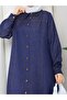 Women's Long Shirt and Trousers Plus Size Two-Piece Hijab Denim Set - 4