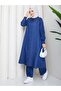Women's Long Shirt and Trousers Plus Size Two-Piece Hijab Denim Set