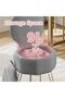 Vanity Stool with Storage, Compact Makeup Ottoman with Grey Flannel Upholstery, Cushioned Sea - 5