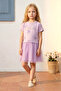 Girl's Summer Tulle Dress with Printed Bow Detail in Lilac - 2