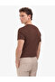 Dark Brown Slim Fit 100% Cotton Crew Neck Basic T-Shirt 50325307-Vr084 - 5