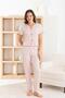 Women's 100% Cotton Ribbon/Bow Short Sleeve Ribbed Quality Knitted Pajama Set - 2