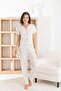 Women's 100% Cotton Ribbon/Bow Short Sleeve Ribbed Quality Knitted Pajama Set - 2