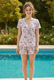 Lilac Patterned Lace Crinkled Short-Sleeved Shorts Pajama Set 26120227 - 2