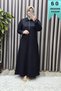Women's Clothing Plus Size Bsn Printed Dress with Stones on the Collar and Sleeves