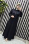 Women's Clothing Plus Size Bsn Printed Dress with Stones on the Collar and Sleeves - 7