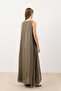 Khaki Draped Halter Neck Midi Dress - 5