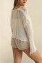 Women's Ecru V-Neck Long Sleeve Off-Shoulder Openwork Cotton Tasseled Loose Knitted Bohemian Knitwear Blouse - 4