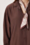 Scarf Detailed Oversize Woven Shirt Ldz0061 Brown - 3