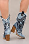 Women's Cowboy Boots Summer Denim Jurdan Design Embroidered Leather Detail - 3