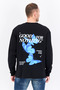 Men Oversized Crew Neck Long Sleeves Brand Logo T-shirt, Black