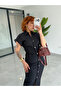Premium Denim Gold Button Detailed Short Sleeve Denim Maxi Dress - 6
