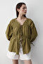 Khaki 100% Cotton Elastic Sleeves Muslin Shirt - 5259 - 5