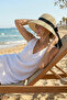 Women's Straw Beach Hat - Wide Brim, Downward Curved Bell Style - 6