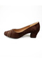 541 Brown Satin Heeled Women's Shoes - 3