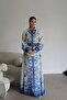 Floral Patterned Shirt and Lined Maxi Skirt Premium Design Linen Set - 2