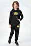 Hooded Kangaroo Pocket Printed Detailed Boys' Tracksuit Set