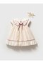 Bebikim Embroidered Baby Dress - Baby Girl Dress with Floral Detail on the Collar and Bandana - 2