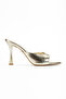 Women's Gold Pointed Toe Heeled Sandals - 2