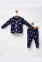 Girls' and Boys' Pajama Set Star Patterned Navy Blue 100% Cotton
