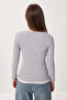 Layered Snap Fastener Ribbed Knitted Blouse Lrn0030 Gray Melange - 6