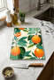 Glass Cutting Board with Non-Slip Base, Orange Themed
