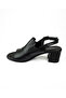 1544 Black Leather Heeled Casual Women's Sandals - 3