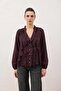 Burgundy Ruffled Women's Shirt - 3