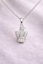 Stylish Necklace with Cactus Figure and Shiny Stones in Silver Color
