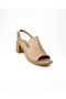 1544 Mink Leather Heeled Daily Women's Sandals