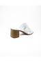 1562 White Leather Heeled Daily Women's Slippers - 4