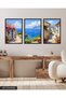 Oil Painting Look Seascape 3 Piece Black Wooden Framed Painting Act - 2