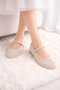 Melinta Beige Mesh Buckle Detailed Belted Women's Ballerina Shoes - 3