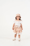 Baby Girl Plaid Patterned Skirt Lookalike Shorts Set with Hat as a Gift - 4