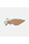 Women's Light Green Laser Cut Pointed Toe Leather Heeled Shoes - 4