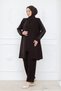Honeycomb Fabric Women's Mom Suit with Striped Stone Pants - 4
