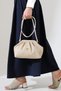Cream Women's Bag with Wicked Look, Medium Size, Bunded Form, Stylish Handbag and Crossbody Strap - 5